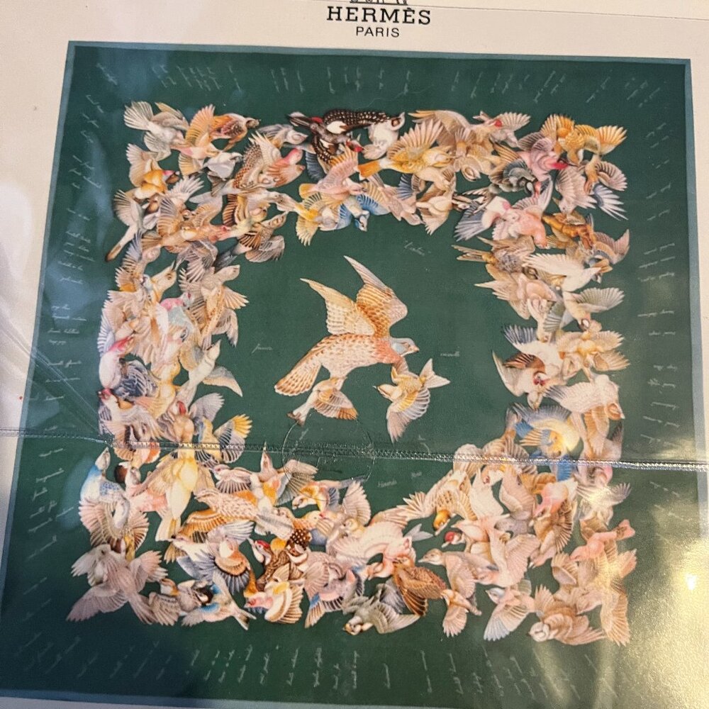 Vintage Hermes scarf: mother and baby birds